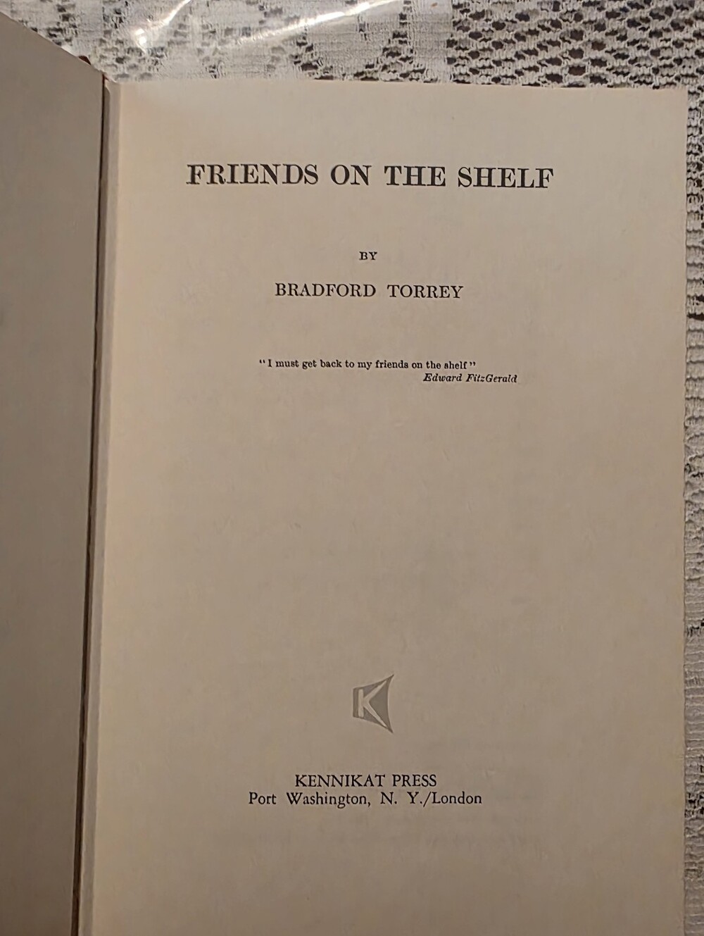 Bradford Torrey Friends on the Shelf Hardcover Illustrated Kennikat Press 1970